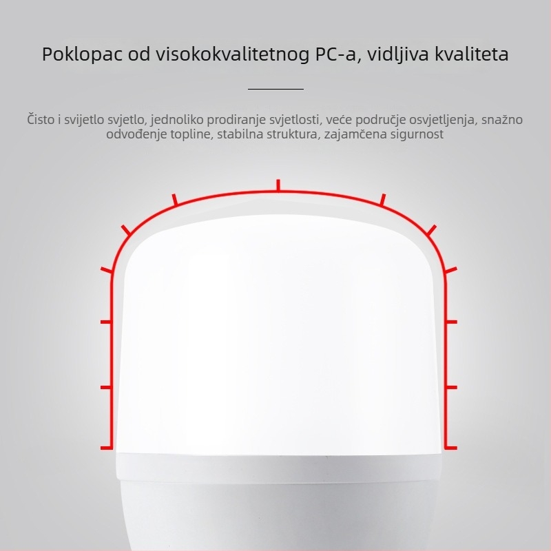 LED žarulja, 1800 lm, 180° snop, E27 utičnica, energetski učinkovita, svjetlost od bijele do tople bijele, CRI 70–80, PF 0.8, vijek trajanja 10 000 h, kućište od plastike/aluminija, Diamond model