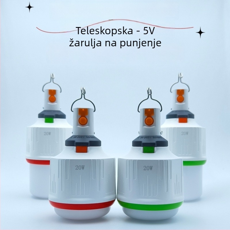 Teleskopska 5V LED žarulja za nuždu s USB napajanjem i uklonjivom baterijom (niski napon)