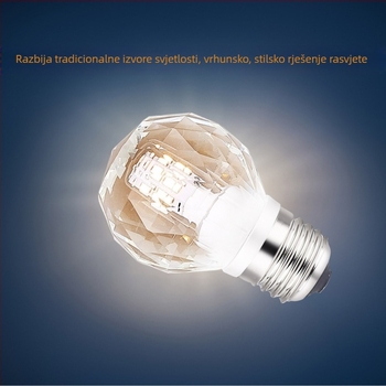 Kristalna LED žarulja, E27 baza, regulacija svjetline, moderno osvjetljenje za spavaću sobu i blagovaonicu.