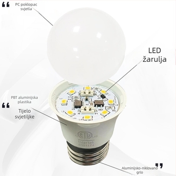 LED žarulja A19, ETL certificirana, američki standard, regulabilna tiristorom, 120V, 7-9W, A60