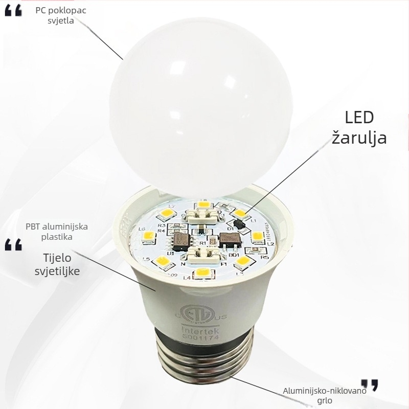 LED žarulja A19, ETL certificirana, američki standard, regulabilna tiristorom, 120V, 7-9W, A60