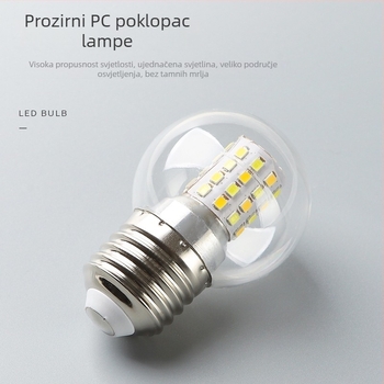LED izuzetno svijetla žarulja s promjenom boje u tri nijanse, E27 zavrtnja baza, prozirna mala okrugla žarulja, 5W/7W