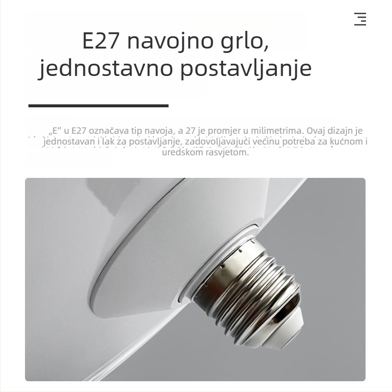LED lampa u obliku letećeg tanjura, odvojiva baza E27, vodootporna, visoke snage, energetski učinkovita
