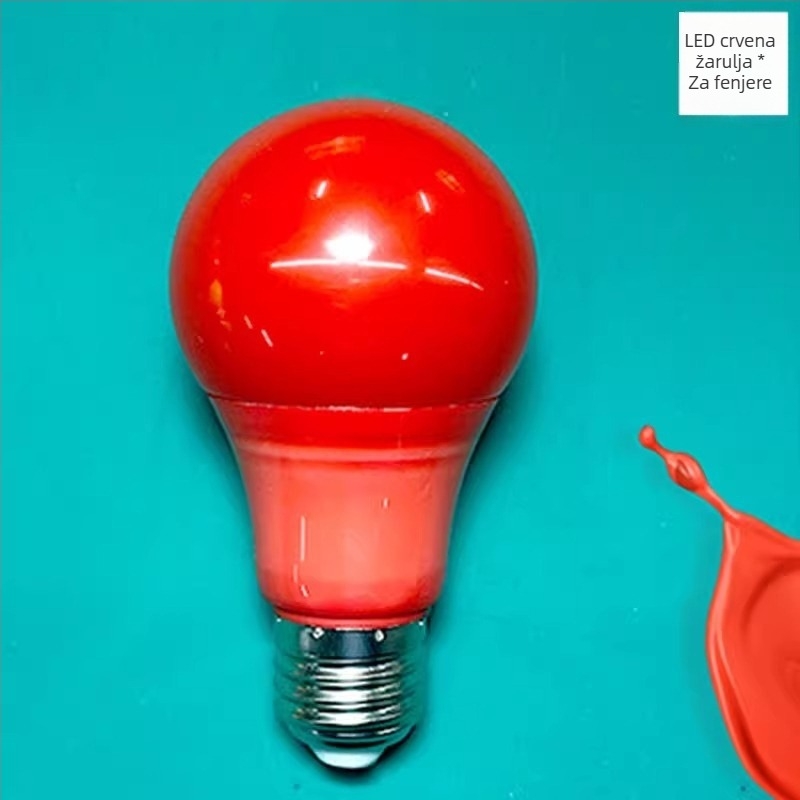 LED fenjer žarulja, crvena, vodootporna, vanjska svečana rasvjeta s E27 navojem