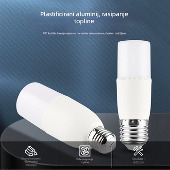 LED cilindrična žarulja s bazom E27, aluminijsko-plastično kućište, visoka svjetlina, štedljivo kućno osvjetljenje