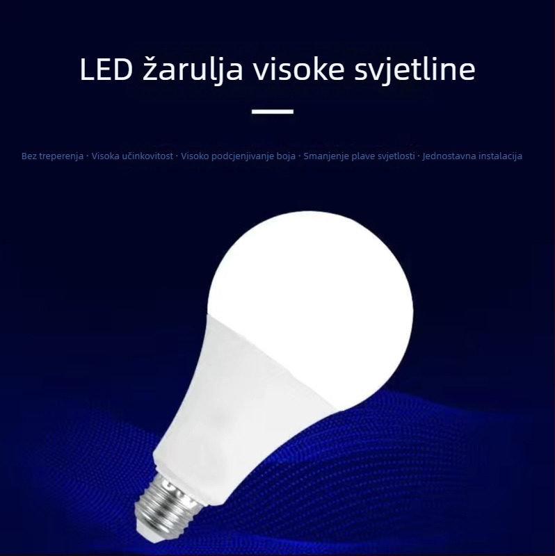 LED žarulja E27, aluminijsko kućište s plastičnom prevlakom, ultra snažna, zaštita očiju, bez treperenja, energetski učinkovita rasvjeta