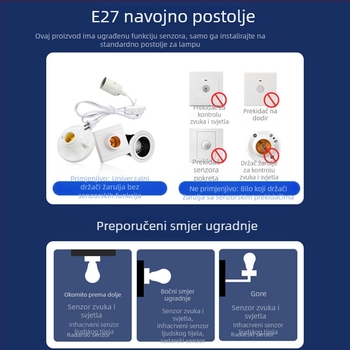 E27 LED žarulja s infracrvenim senzorom pokreta za stepenice i hodnik – zvukom i svjetlom upravljanje