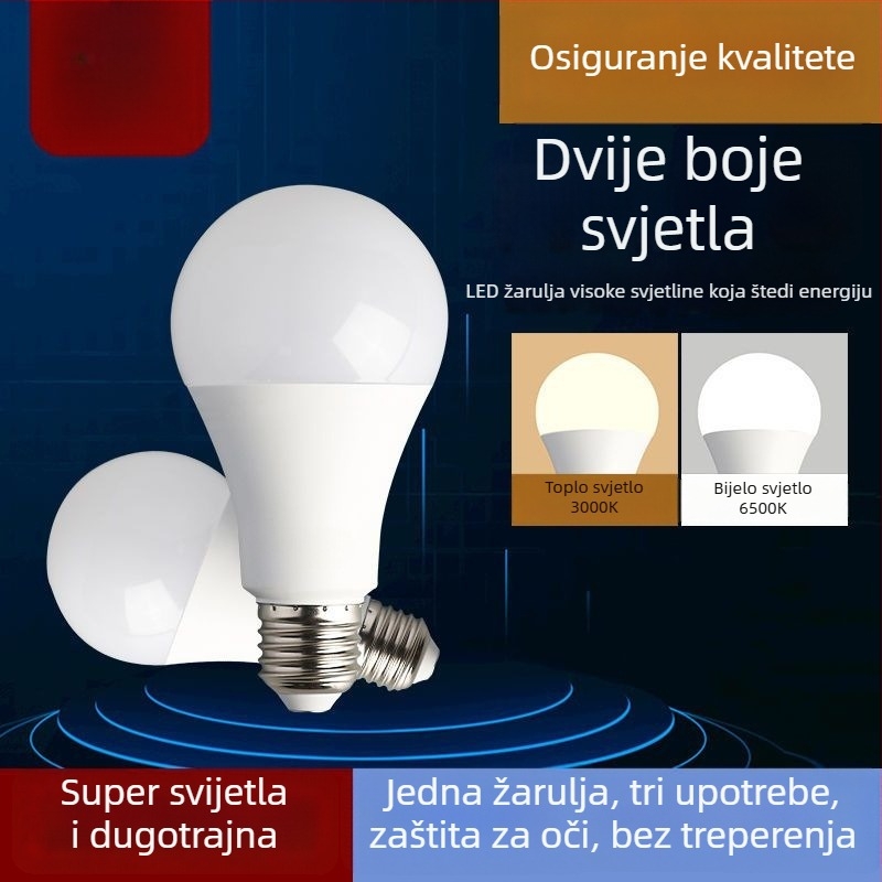 LED žarulja tipa A s bijelim svjetlom za zaštitu očiju, unutarnja upotreba, E27 navoj, energetski učinkovita