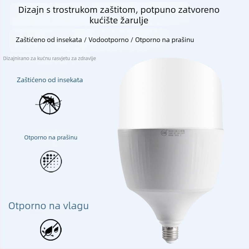Yaming LED žarulja za kućnu upotrebu, E27 navoj, cilindrična, štednja energije, ultra jaka, zaštita očiju, bez treperenja, visoka snaga, IP44, CRI 80–90, 5000 lm, trajanje 50.000 h, bez regulacije jačine svjetla