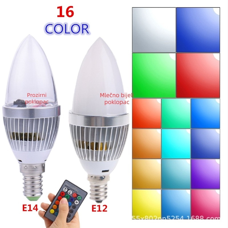 5W RGB LED svijećna žarulja s aluminijskim kućištem, RGBW, daljinsko upravljanje, baza C35