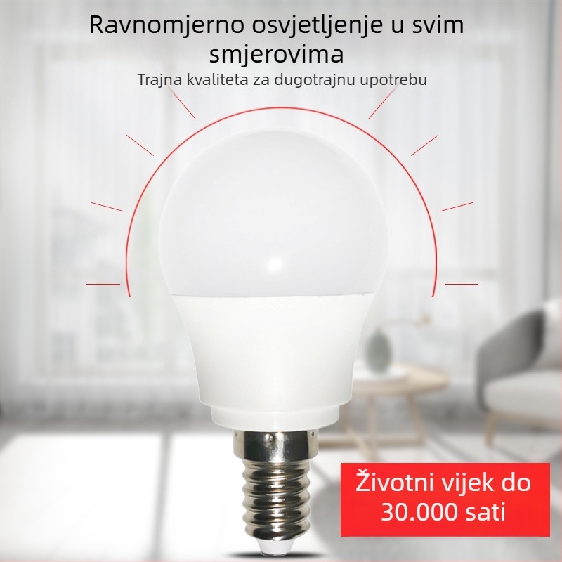 LED žarulja s plastičnim premazom od aluminija, 5W, E14 navoj, 360° snop, IP65, LED izvor za uštedu energije, model QP6038