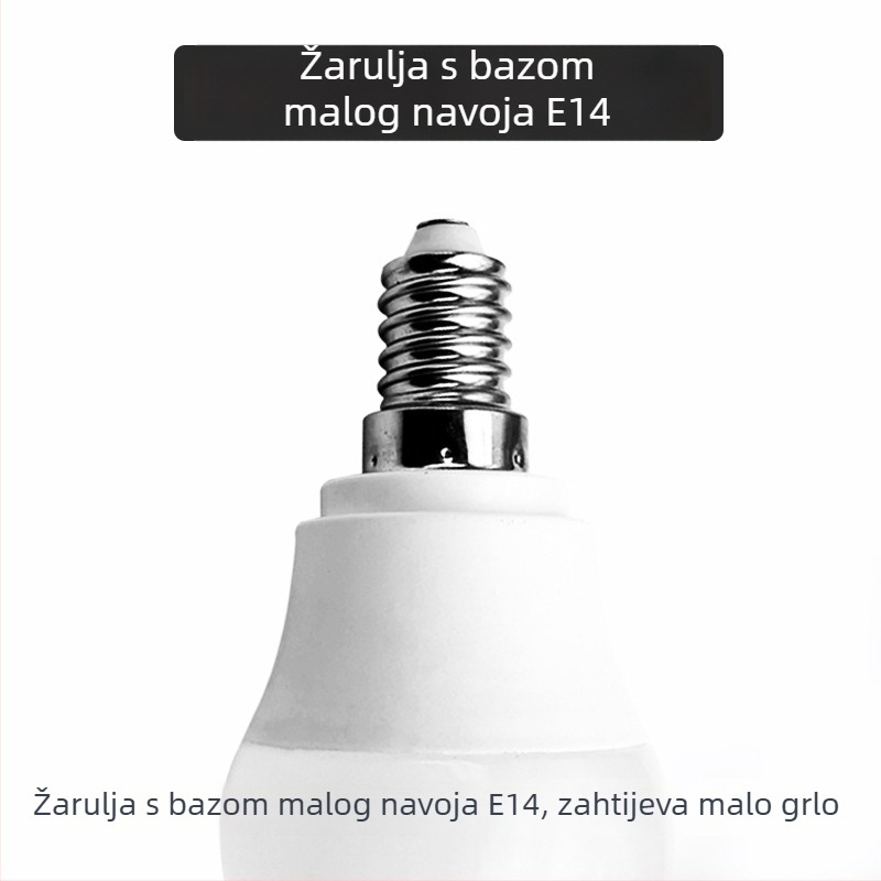 LED žarulja s plastičnim premazom od aluminija, 5W, E14 navoj, 360° snop, IP65, LED izvor za uštedu energije, model QP6038