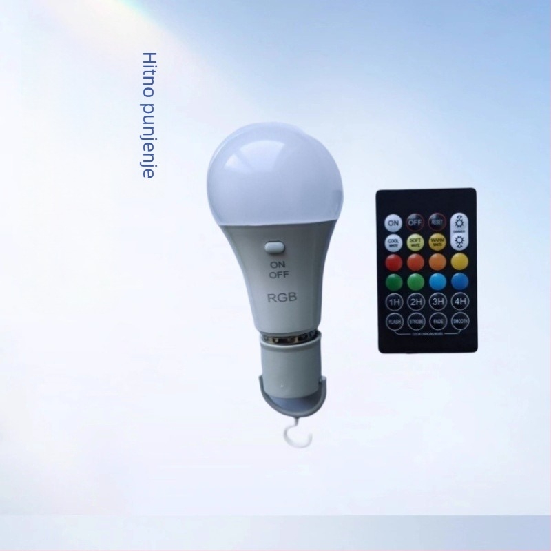 RGB dodirno upravljana ambijentalna LED žarulja s baterijom, neprekidno podešavanje jačine svjetla, E27 navoj, USB žarulica