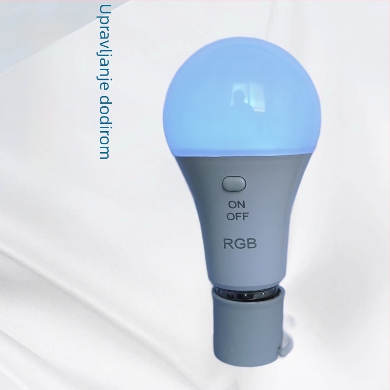 RGB dodirno upravljana ambijentalna LED žarulja s baterijom, neprekidno podešavanje jačine svjetla, E27 navoj, USB žarulica