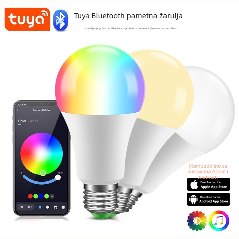 Pametna LED žarulja s upravljanjem putem aplikacije, RGB, 9W, E27, Bluetooth, graffiti dizajn