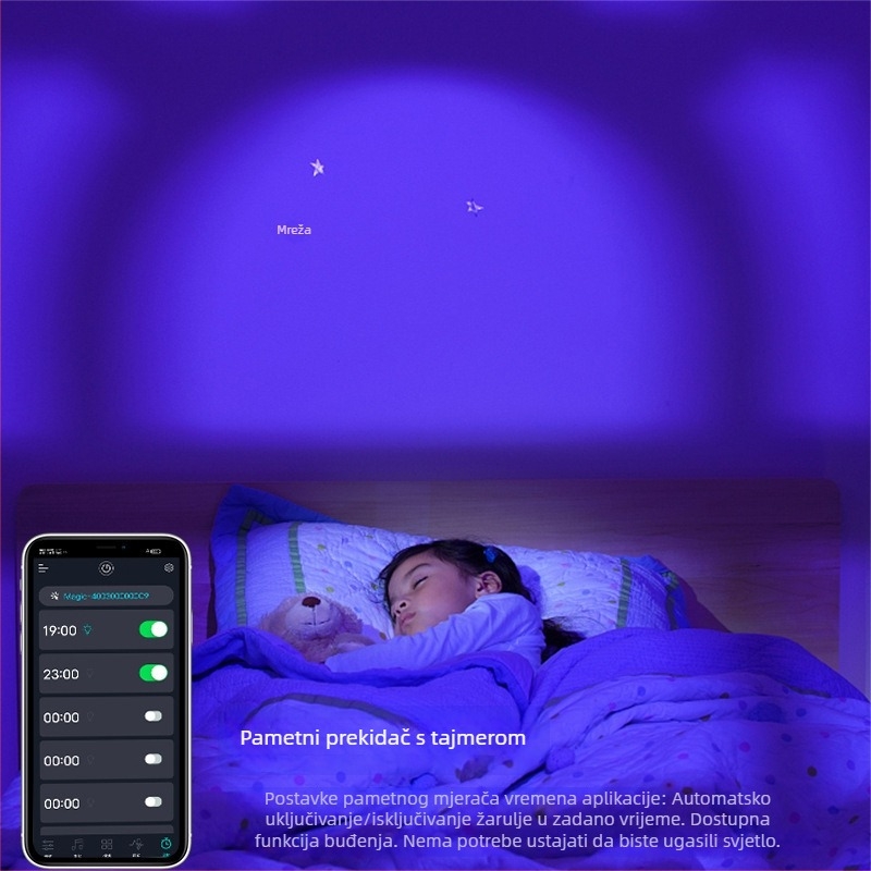 Pametna LED žarulja s upravljanjem putem aplikacije, RGB, 9W, E27, Bluetooth, graffiti dizajn