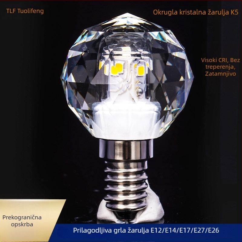 LED kristalna žarulja, 3W, E12 navoj, unutarnje i vanjsko osvjetljenje lustera