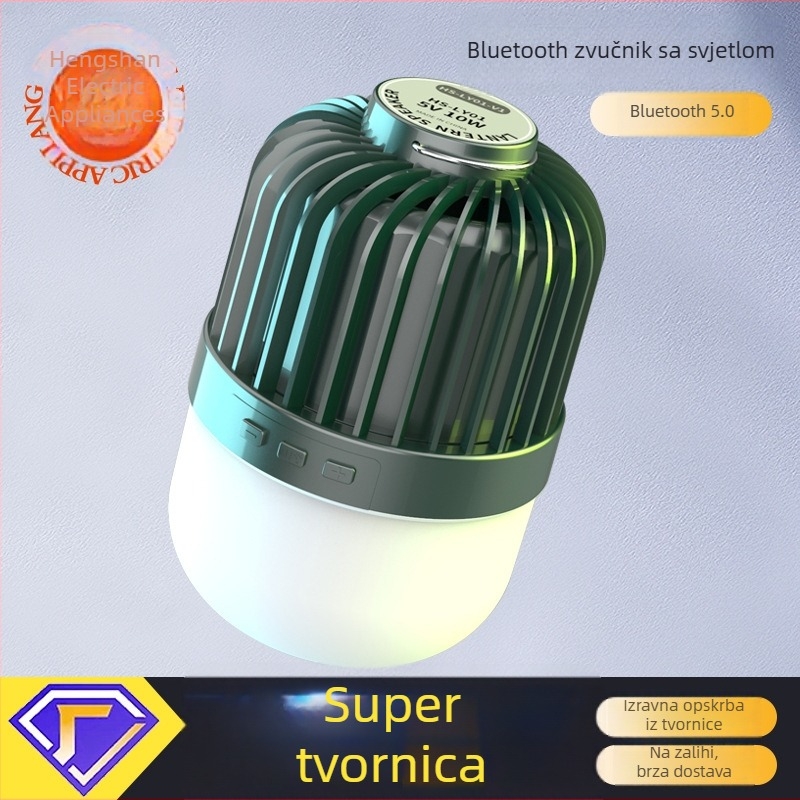Punjiva Bluetooth glazbena žarulja s E27, za kućnu i vanjsku upotrebu, 42 LED, 1800 lm, snop 180°, podešavanje jačine, ugrađena litij-ionska baterija
