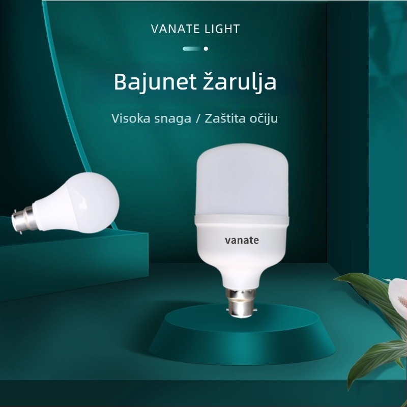 Versatile LED Žarulja s bajonetnim priključkom, visoka svjetlost, ušteda energije, zaštita očiju, konstantni tok, bez treperenja, kućište od aluminija s plastičnim pokrovom, B22, 220V, 1620 lm