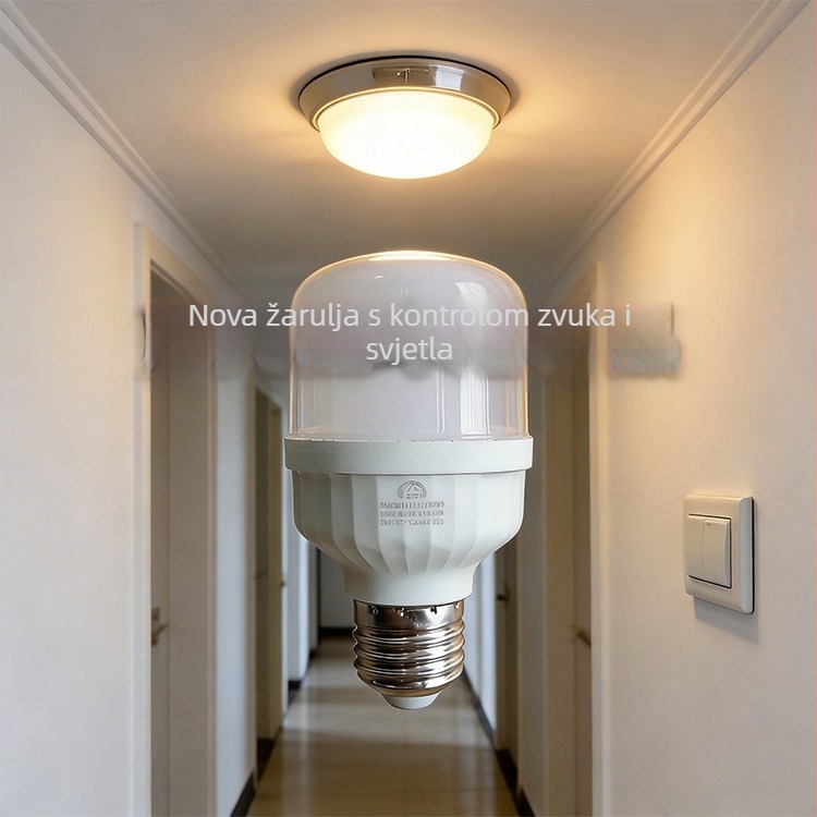LED žarulja s zvukovno-svjetlosnim upravljanjem, puna svjetlost za hodnik, 5W/10W, E27 priključak