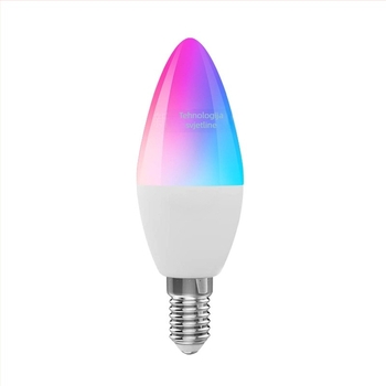 Tuya Smart Bluetooth 5W E14 RGB+CCT LED svijećna žarulja s regulacijom jačine svjetla i boje, vremensko programiranje i dvostruki Wi‑Fi način upravljanja, C37