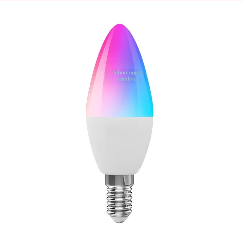 Tuya Smart Bluetooth 5W E14 RGB+CCT LED svijećna žarulja s regulacijom jačine svjetla i boje, vremensko programiranje i dvostruki Wi‑Fi način upravljanja, C37