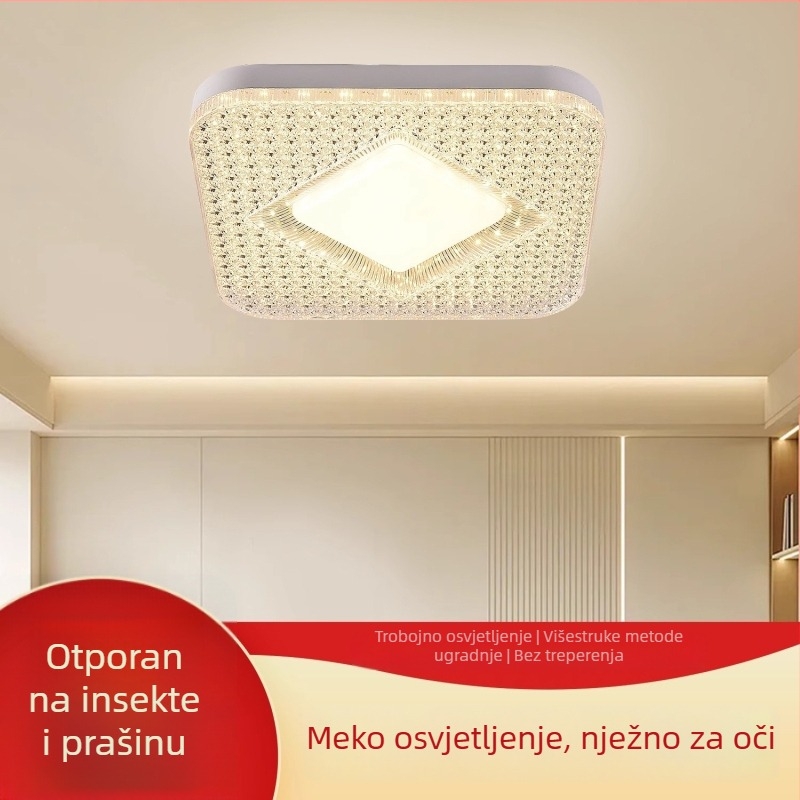 LED kristalna kuglasta svjetiljka s E27 navojem, za balkon, spavaću sobu, dnevnu sobu i studij, s tri boje osvjetljenja