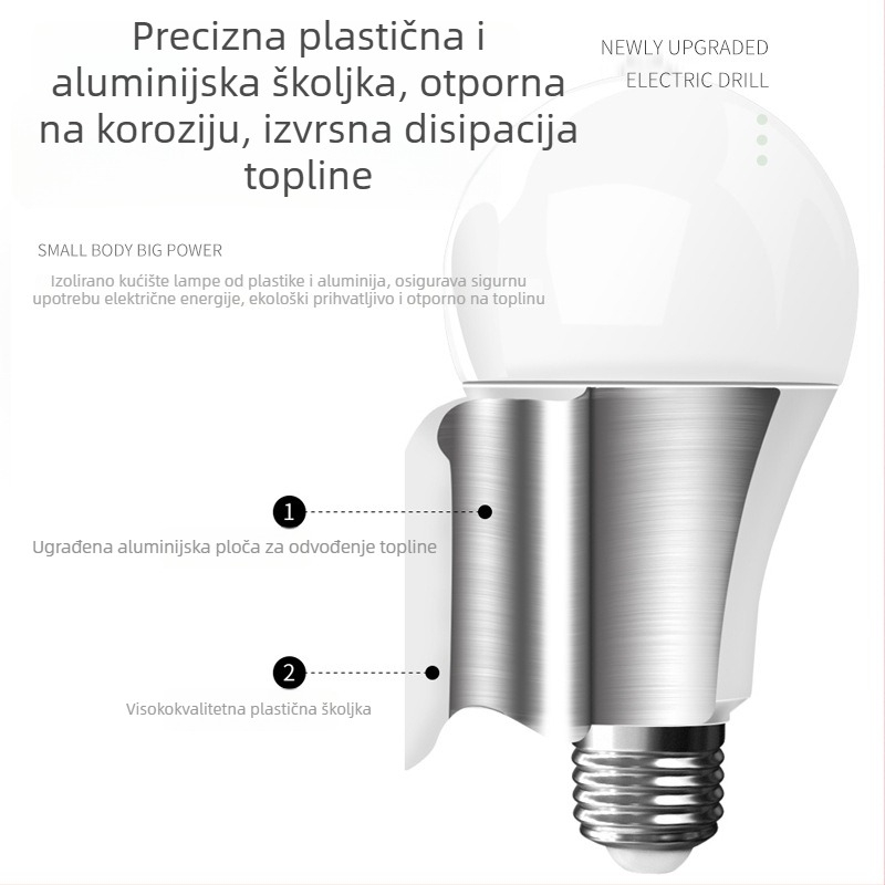 LED žarulja 110V, baza E27/E14, oblik A19A, 80 lm, 30° snop, konstantan strujni tok