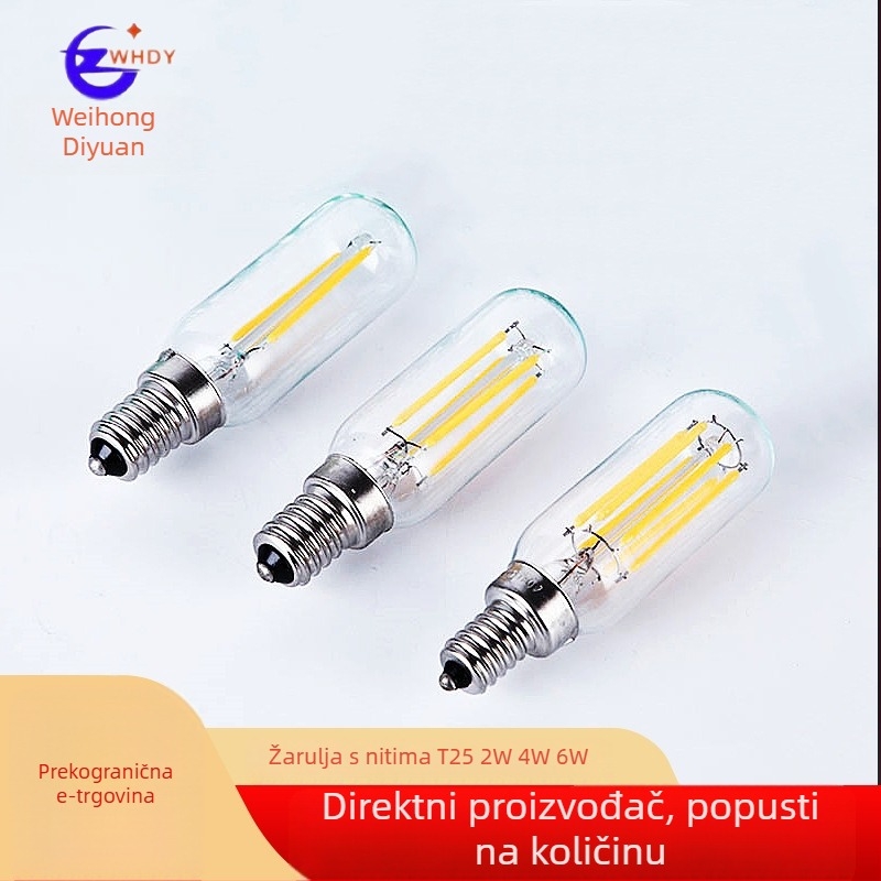 T25 6W LED žarulja s filamentom, retro stil, utičnica E12/E14, 110-240V