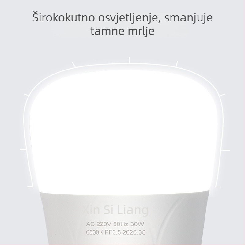 LED kuglična žarulja s plastičnim kućištem i aluminijskim tijelom, E27, energetski učinkovita, vrlo jasna za kućno osvjetljenje, IP65