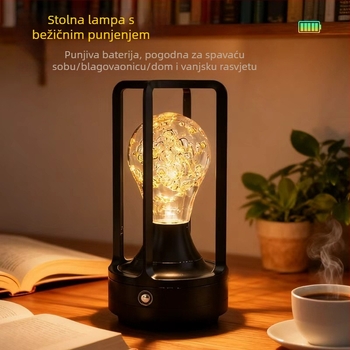 LED stolna svjetiljka u industrijskom stilu, dodirno upravljanje i punjenje, tri temperature boje osvjetljenja
