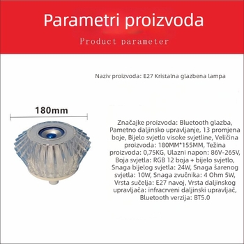 E27 Bluetooth pametna LED žarulja s 13 boja RGB i bijelim svjetlom, visoka svjetlost, daljinsko upravljanje