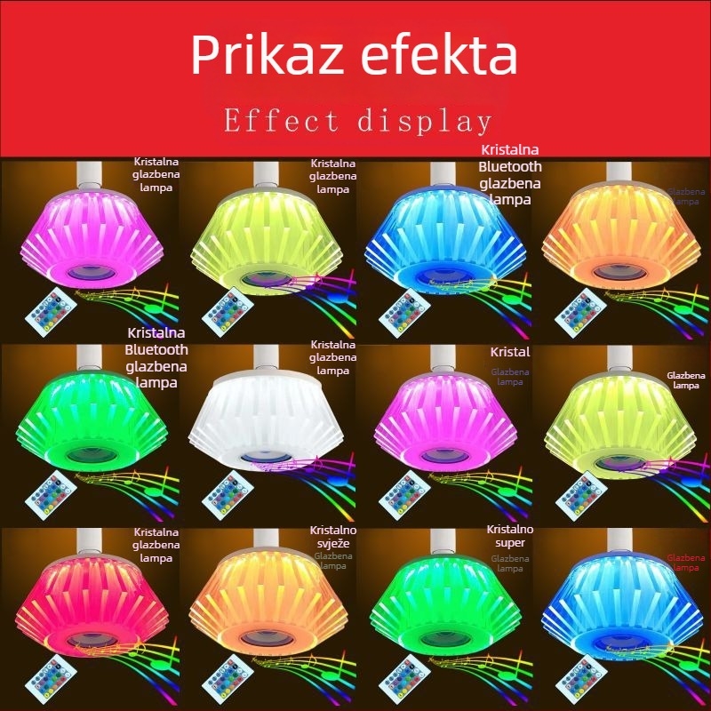 E27 Bluetooth pametna LED žarulja s 13 boja RGB i bijelim svjetlom, visoka svjetlost, daljinsko upravljanje