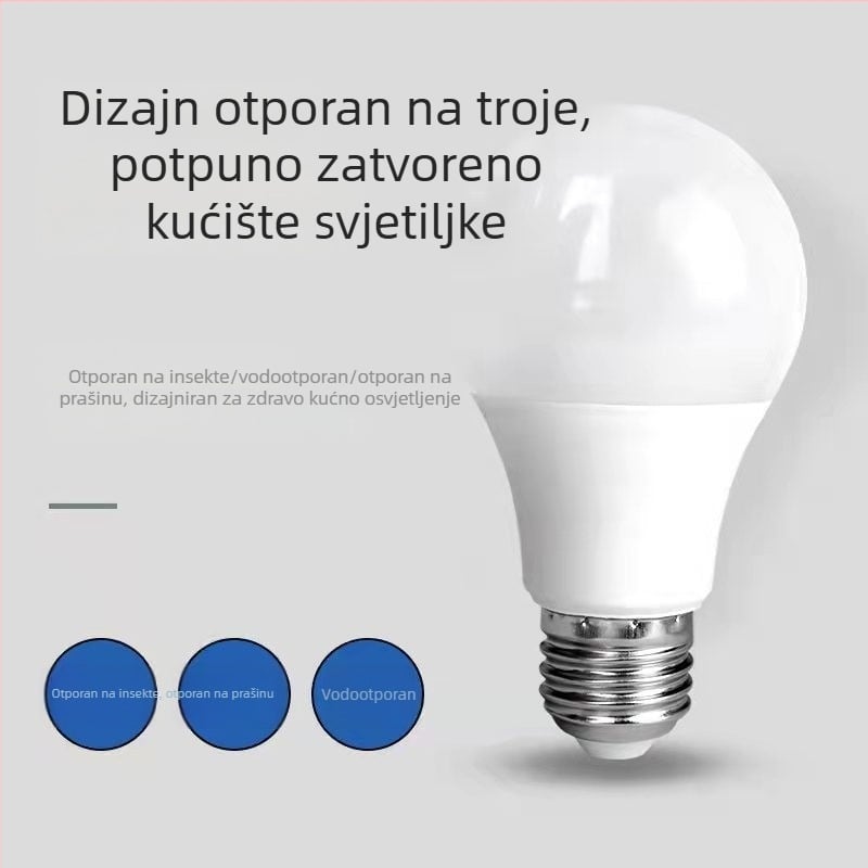 LED žarulja s E27 navojem, plastično obloženo aluminijsko kućište, unutarnja kućna upotreba, 220V, 3–18W