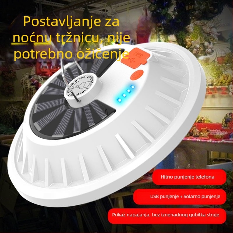 Hengnuo HN-UFO solarna LED UFO lampa s ugrađenom litijskom baterijom, 180° snop svjetla, IP65, daljinsko upravljanje, E12/E14/E27 baze, kućno osvjetljenje