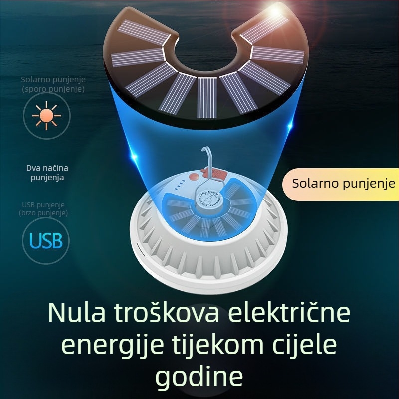 Hengnuo HN-UFO solarna LED UFO lampa s ugrađenom litijskom baterijom, 180° snop svjetla, IP65, daljinsko upravljanje, E12/E14/E27 baze, kućno osvjetljenje