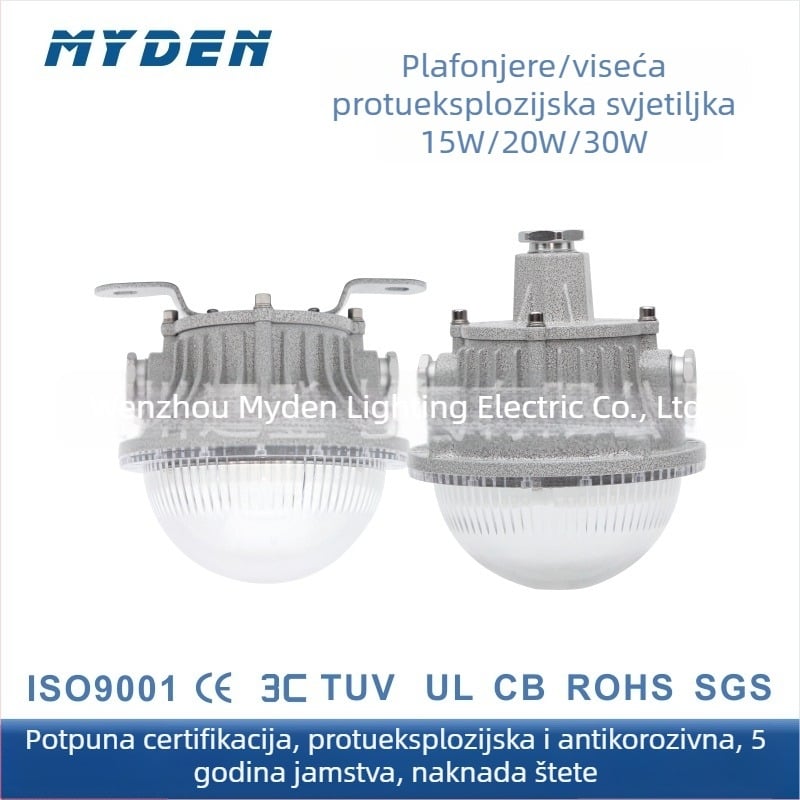 LED svjetlo otporno na eksploziju, zidno montirano za industrijske naftne depoe i skladišta, IP66, bijela svjetlost, 10–24W, 85–265V