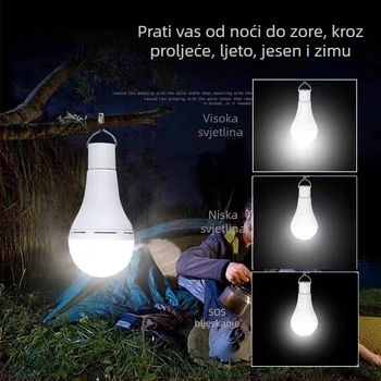 LED lampica za nuždu s E27 utičnicom, IP54, ugrađena baterija, 7–20W, pogodna za kućnu upotrebu i osvjetljenje pri nestanku struje