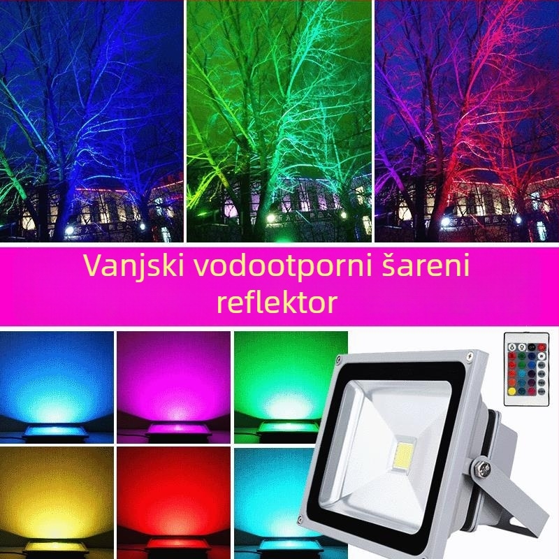 Daljinski upravljano RGB LED flood svjetlo za vanjsku rasvjetu, osvjetljenje drveća, vrta i parka, vodootporno