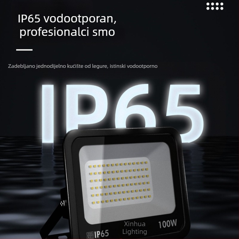 Kvadratni ultra-tanki vanjski LED reflektor, zidni montažni, vodootporan, za radionice i skladišta.