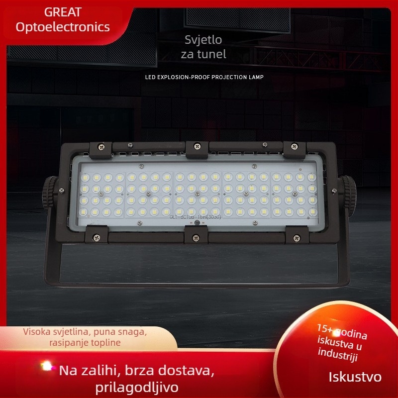 50W LED vanjski reflektor za sportske terene – solarno napajanje, IP68, ugao snopa 120°, aluminijsko kućište