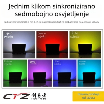 Solarni LED reflektor za dvorište s RGB rasvjetom, osvjetljenje travnjaka i vanjsko krajobrazno osvjetljenje, IP66, daljinsko upravljanje, 12W