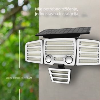Solarna LED vanjska zidna svjetiljka s četiri glave, dug domet, dvostruki senzori
