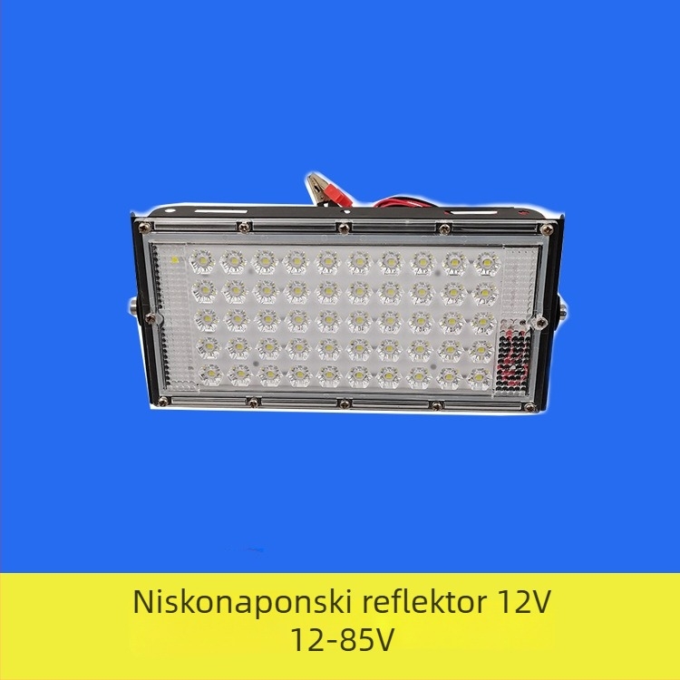 LED 12V vanjska projektna svjetiljka za štandove, 50 LED, 17W, IP66, kut svjetla 180°, crno metalno kućište, model YJ188