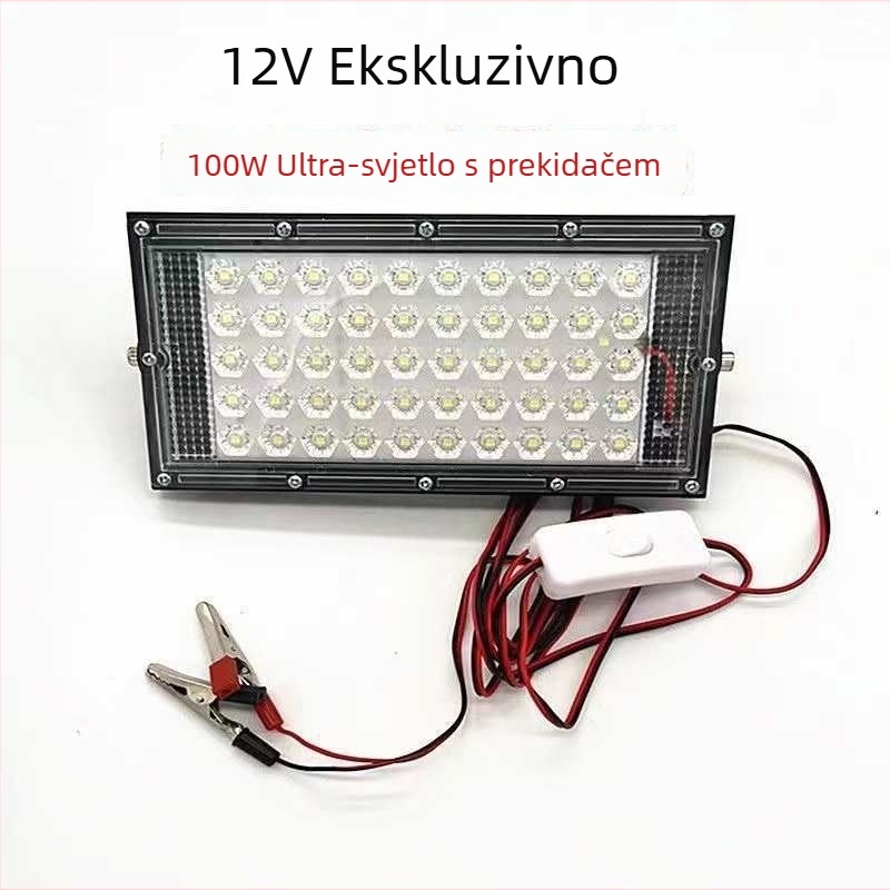 LED 12V vanjska projektna svjetiljka za štandove, 50 LED, 17W, IP66, kut svjetla 180°, crno metalno kućište, model YJ188