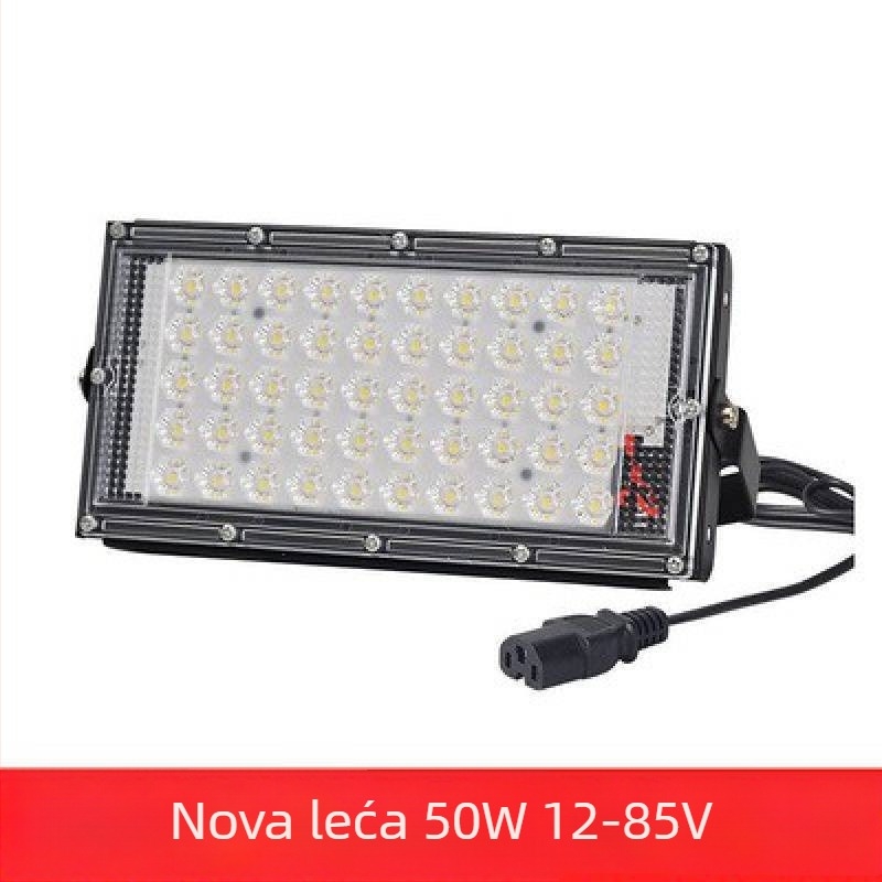 LED 12V vanjska projektna svjetiljka za štandove, 50 LED, 17W, IP66, kut svjetla 180°, crno metalno kućište, model YJ188
