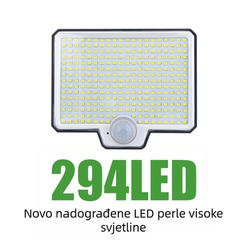 Odvojiva solarna zidna svjetiljka s 294 LED, za vanjski dvorišni prostor, s rotirajućom glavom