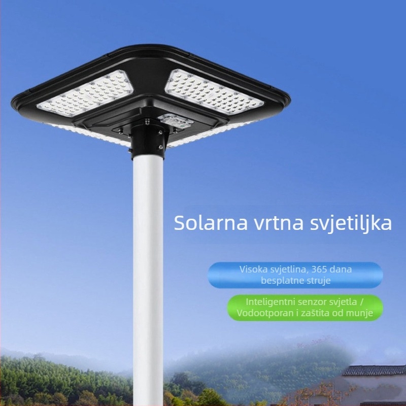 Solarna UFO vrtna svjetiljka, vanjska lijevana konstrukcija, IP66, 3 m visine, senzor pokreta, krajobrazno osvjetljenje