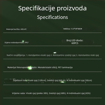 Solarna podzemna svjetiljka s tri razine osvjetljenja, za vrt i travnjak, vodootporan vanjski projektor