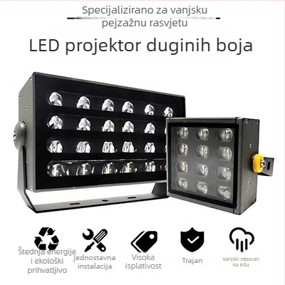 LED dugin reflektor rasvjeta, 24W, DC24V, IP65, aluminijsko kućište kvadratnog oblika, 24 LED, CRI 90, 1400 lm, 30° ugao snopa, dimenzije 315×180×87 mm, za vanjsku rasvjetu
